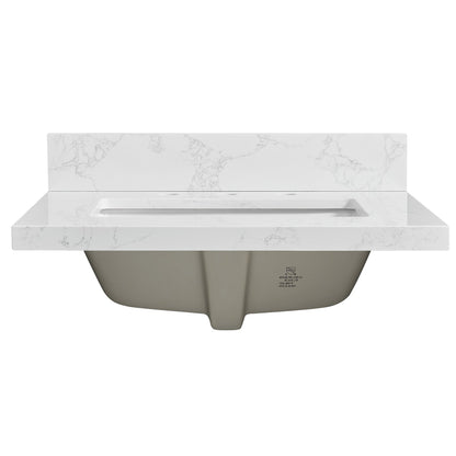 Vinnova, Jaen 25 in. W x 22 in. D Composite Stone Vanity Top in Grain White with White Rectangular Single Sink