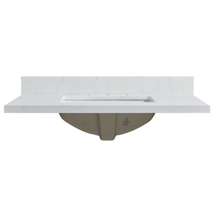 Vinnova, Jaen 37 in. W x 22 in. D Composite Stone Vanity Top in Grain White with White Rectangular Single Sink