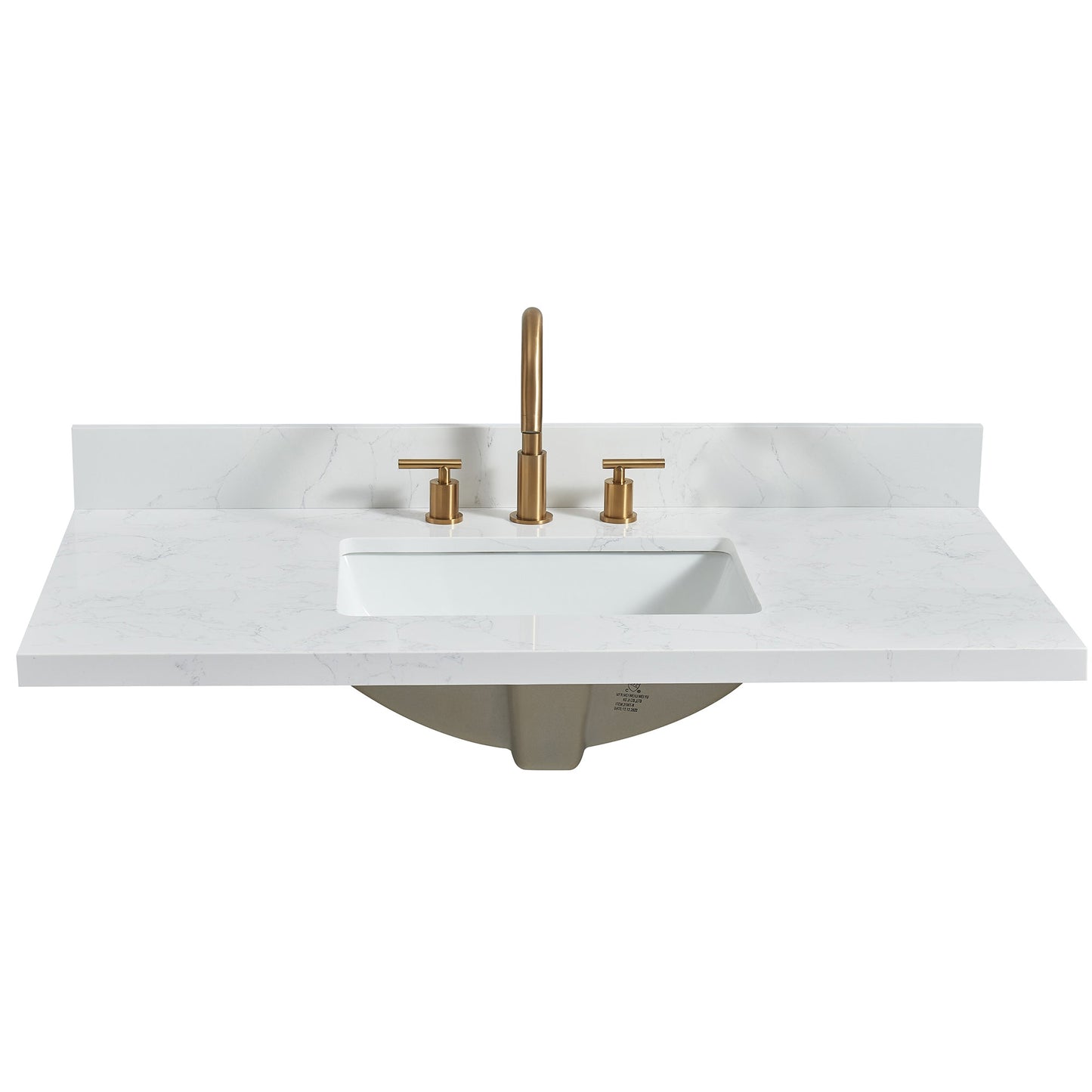 Vinnova, Jaen 43 in. W x 22 in. D Composite Stone Vanity Top in Grain White with White Rectangular Single Sink