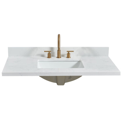 Vinnova, Jaen 43 in. W x 22 in. D Composite Stone Vanity Top in Grain White with White Rectangular Single Sink