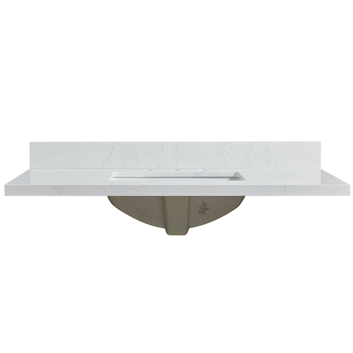 Vinnova, Jaen 43 in. W x 22 in. D Composite Stone Vanity Top in Grain White with White Rectangular Single Sink