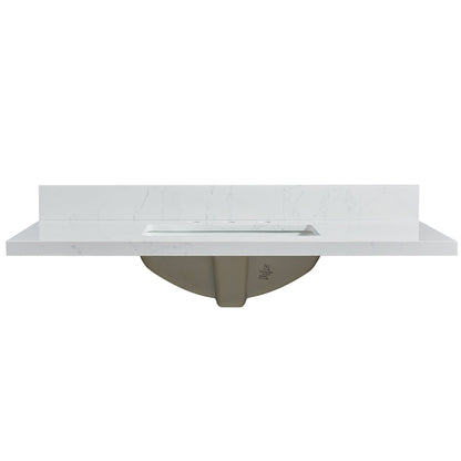 Vinnova, Jaen 43 in. W x 22 in. D Composite Stone Vanity Top in Grain White with White Rectangular Single Sink