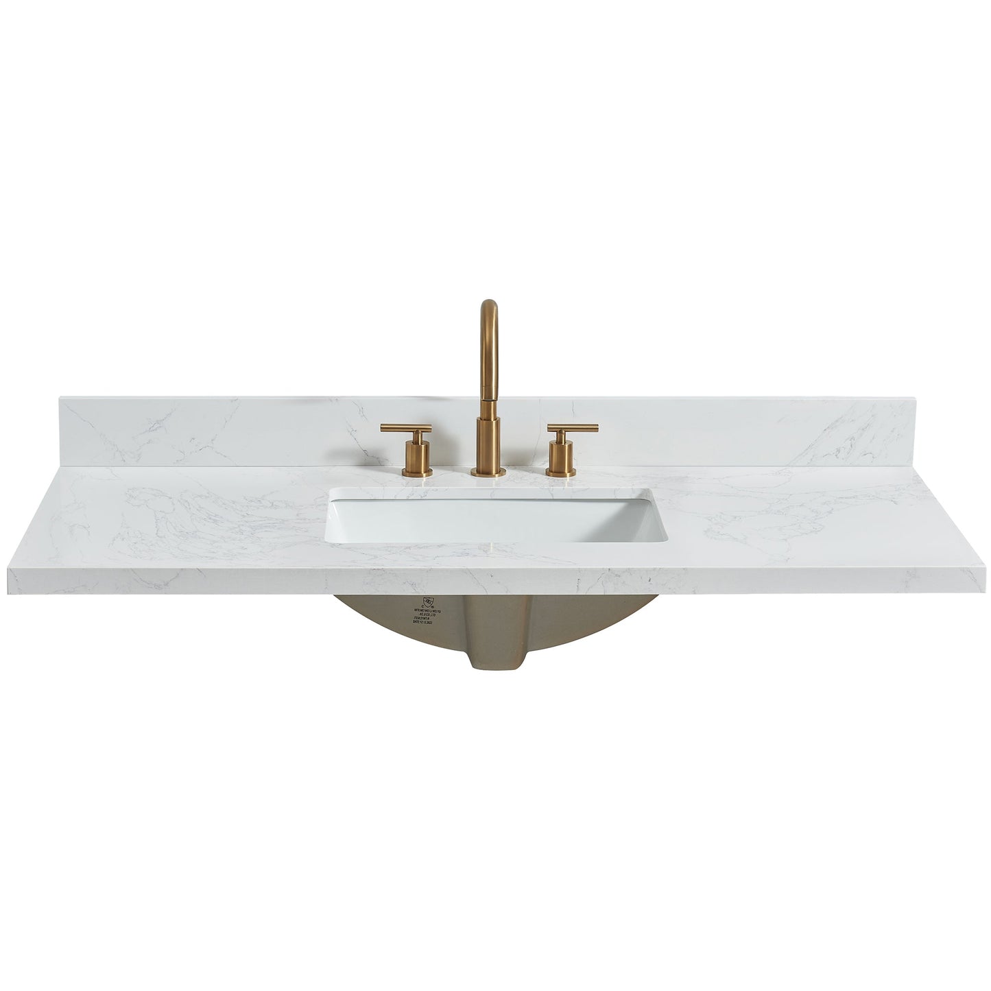 Vinnova, Jaen 49 in. W x 22 in. D Composite Stone Vanity Top in Grain White with White Rectangular Single Sink