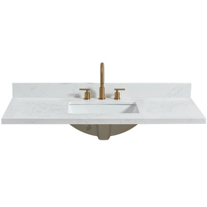 Vinnova, Jaen 49 in. W x 22 in. D Composite Stone Vanity Top in Grain White with White Rectangular Single Sink