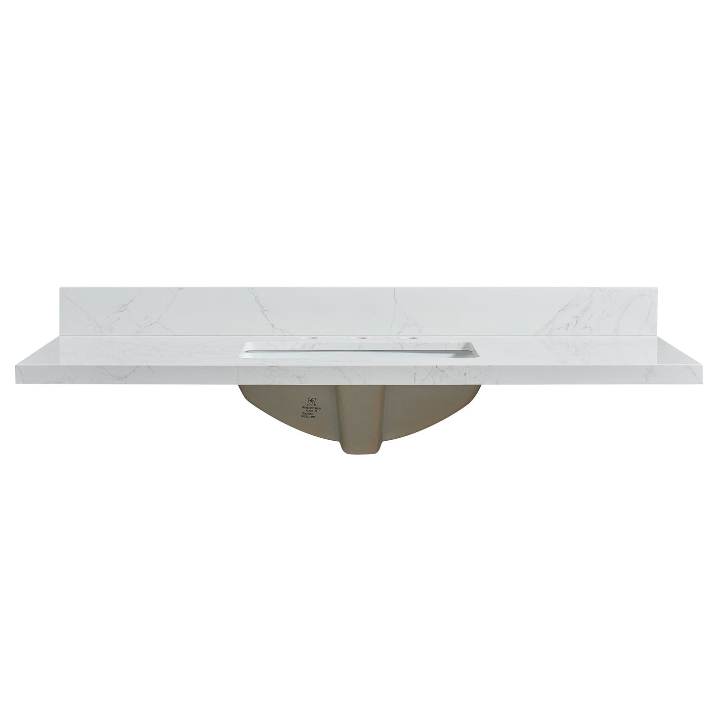 Vinnova, Jaen 49 in. W x 22 in. D Composite Stone Vanity Top in Grain White with White Rectangular Single Sink