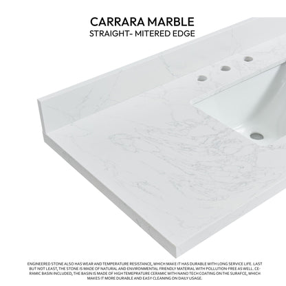 Vinnova, Jaen 49 in. W x 22 in. D Composite Stone Vanity Top in Grain White with White Rectangular Single Sink