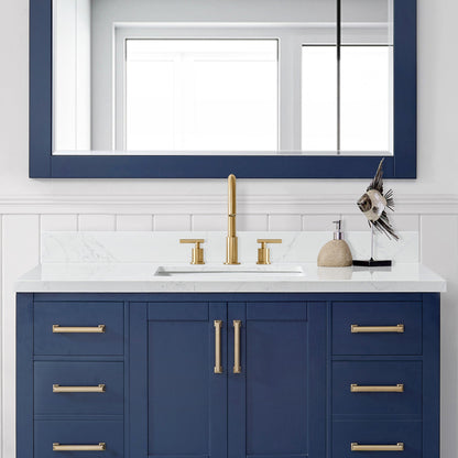 Vinnova, Jaen 49 in. W x 22 in. D Composite Stone Vanity Top in Grain White with White Rectangular Single Sink