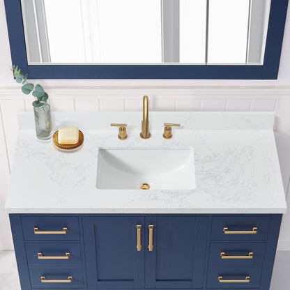 Vinnova, Jaen 49 in. W x 22 in. D Composite Stone Vanity Top in Grain White with White Rectangular Single Sink