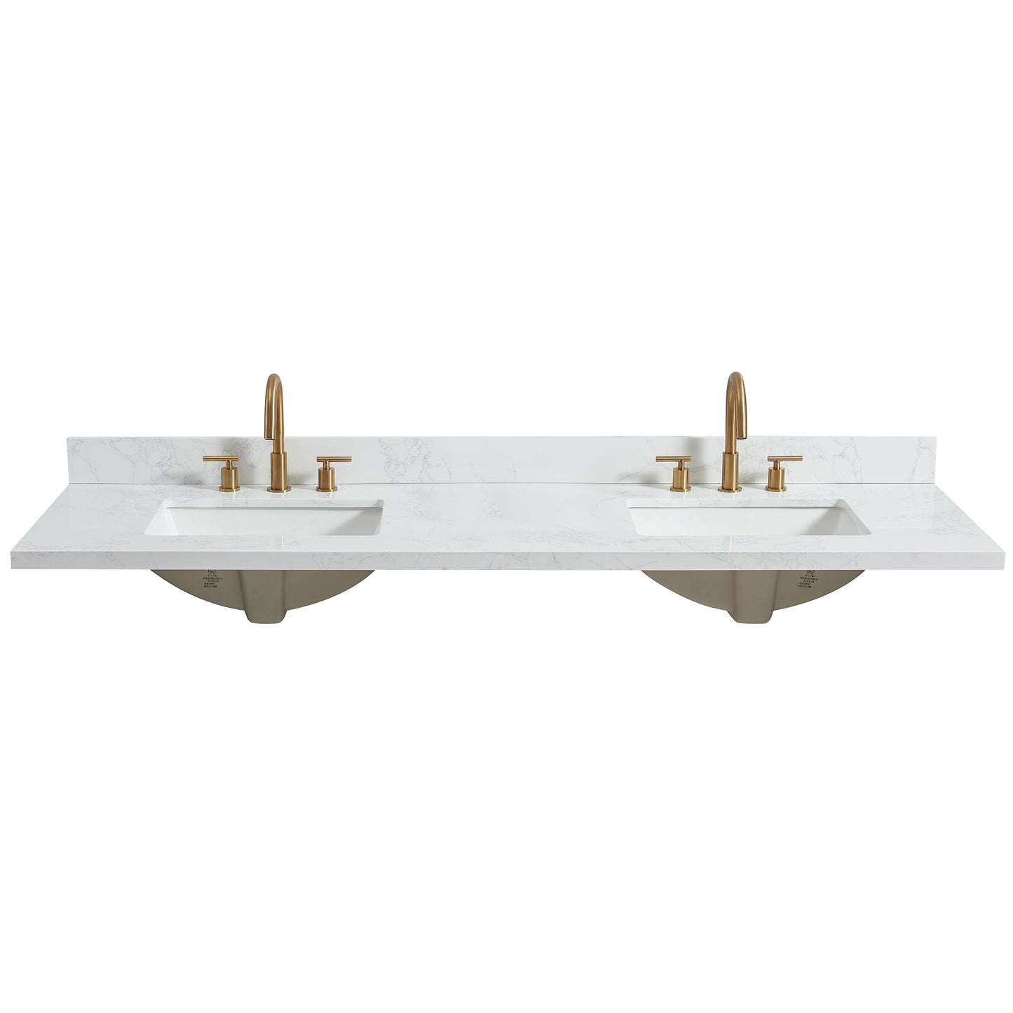 Vinnova, Jaen 73 in. W x 22 in. D Composite Stone Vanity Top in Grain White with White Rectangular Double Sink