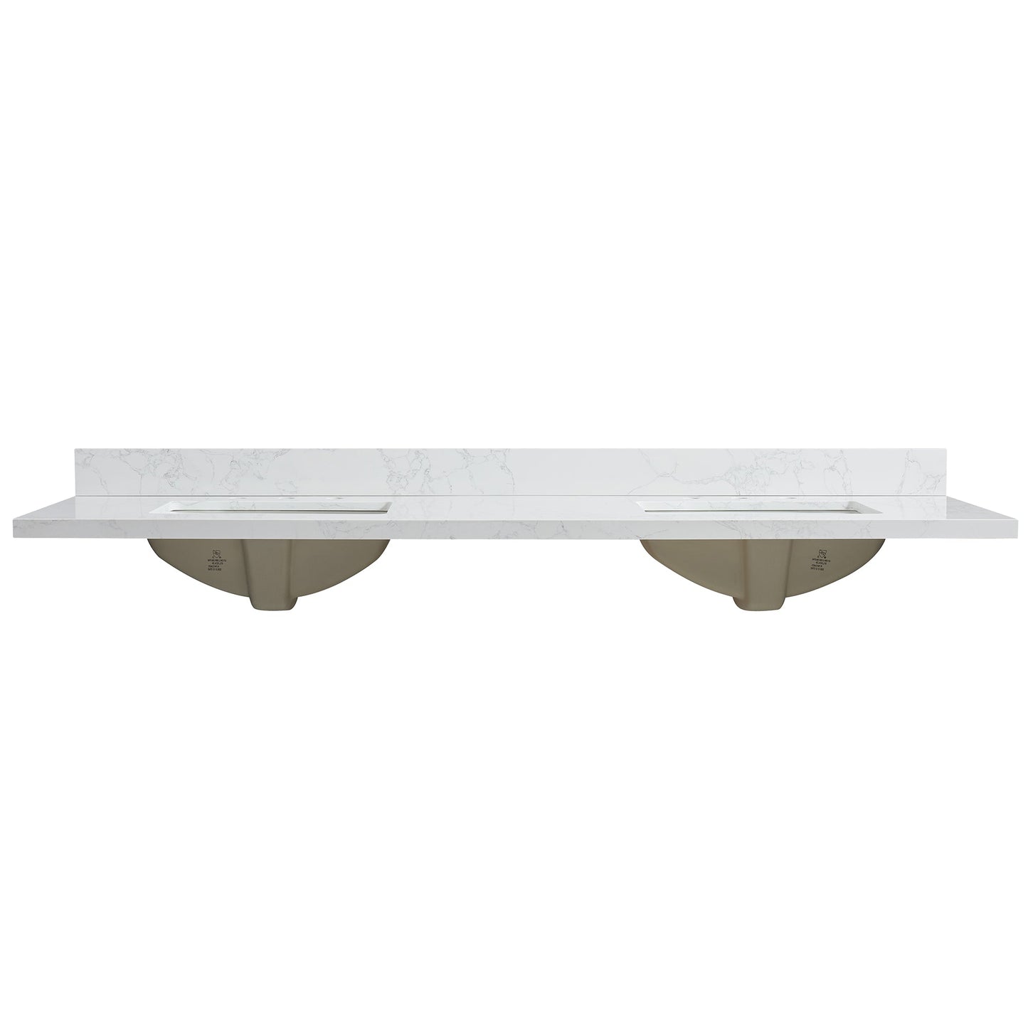 Vinnova, Jaen 73 in. W x 22 in. D Composite Stone Vanity Top in Grain White with White Rectangular Double Sink