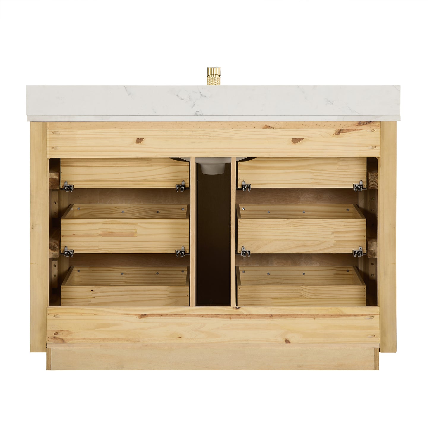 Vinnova, Porto 48" Free-standing Single Bath Vanity in Aged Dark Brown Oak with Fish Maw White Quartz Stone Top