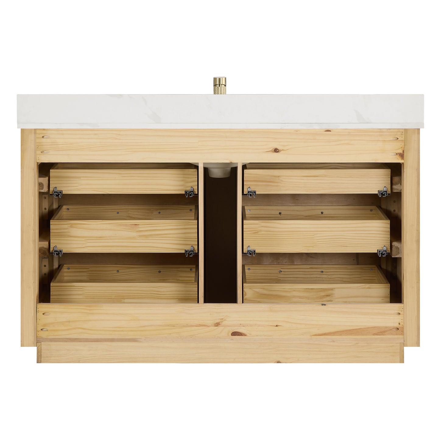 Vinnova, Porto 55" Free-standing Single Bath Vanity in Aged Dark Brown Oak with Fish Maw White Quartz Stone Top and Mirror