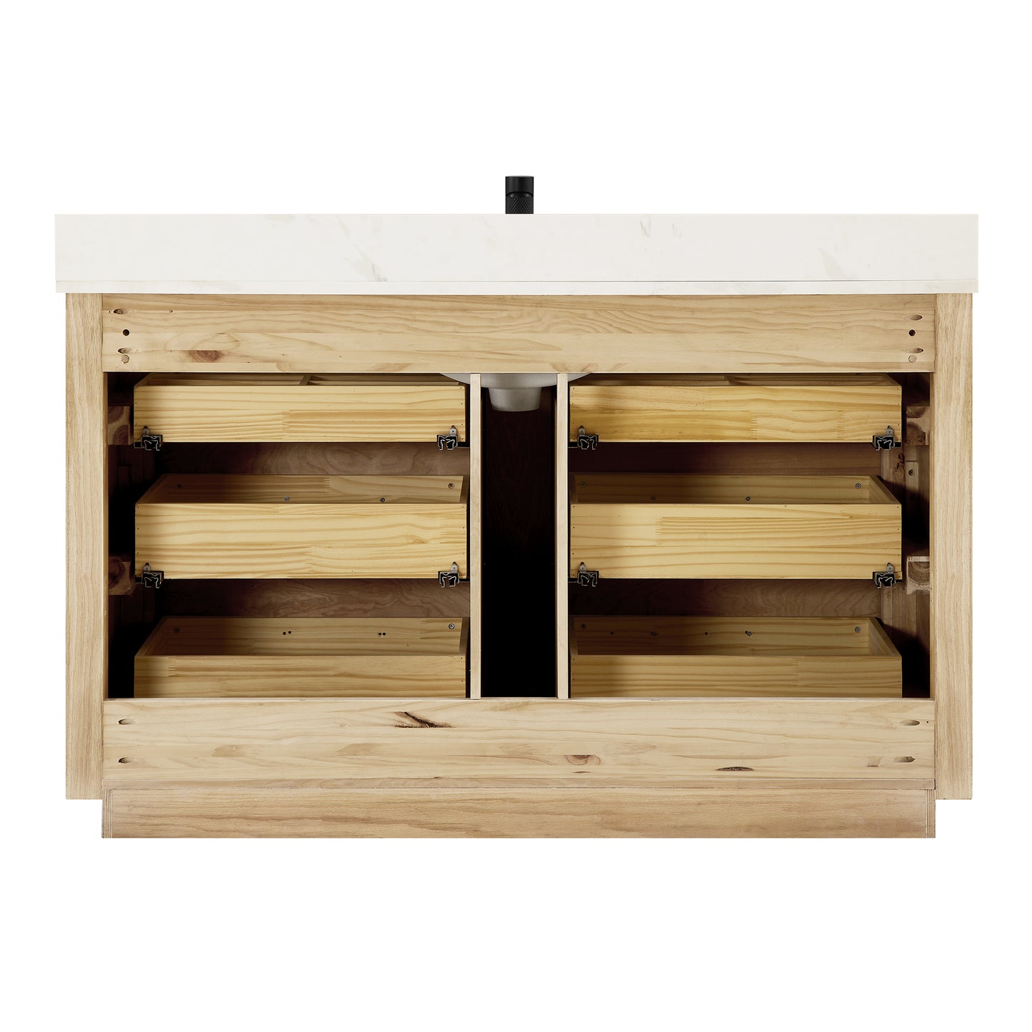 Vinnova, Porto 55" Free-standing Single Bath Vanity in Aged Natural Oak with Fish Maw White Quartz Stone Top and Mirror