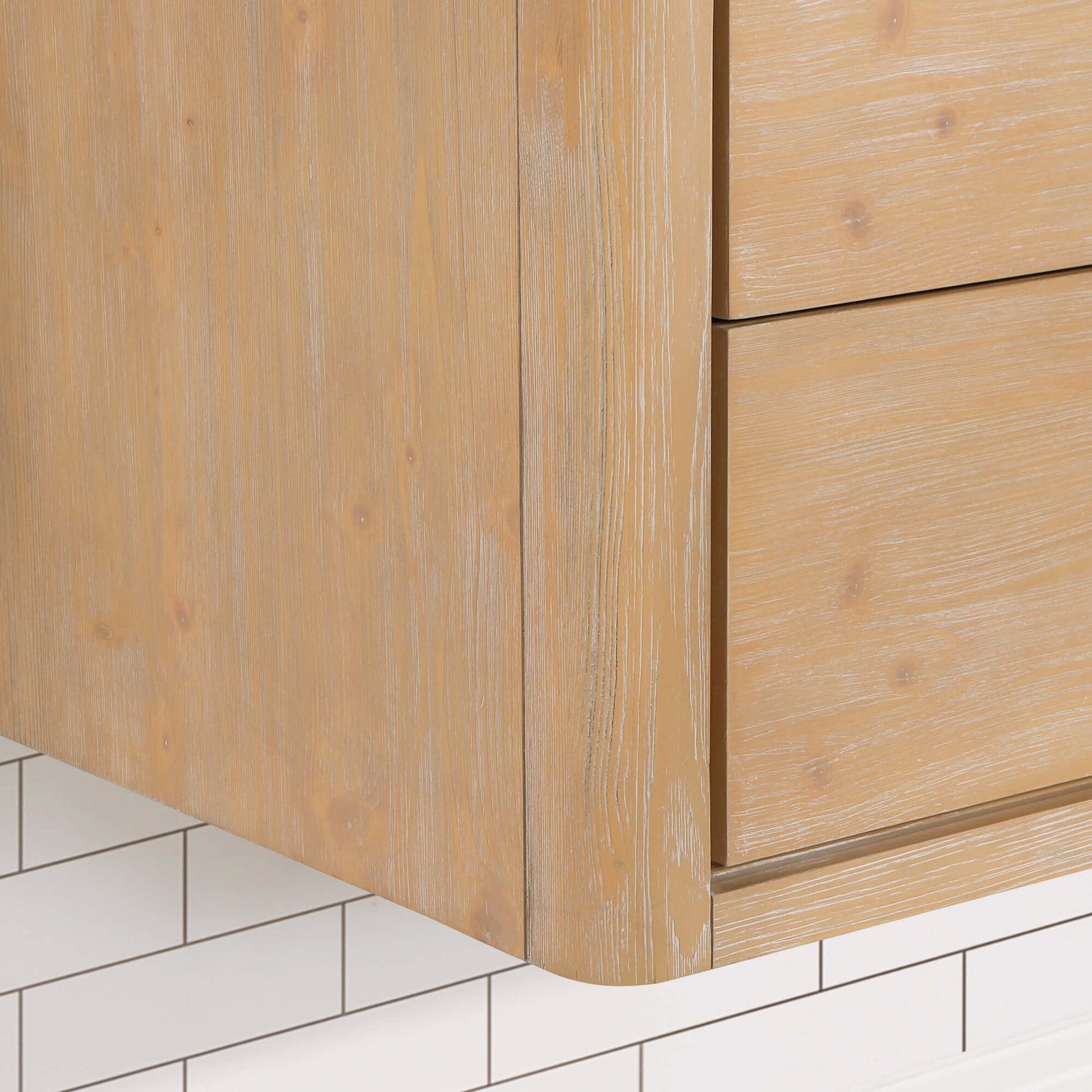 Vinnova Cristo 72-inch floating double vanity in brown fir wood with Fish Maw white quartz stone top and mirror
