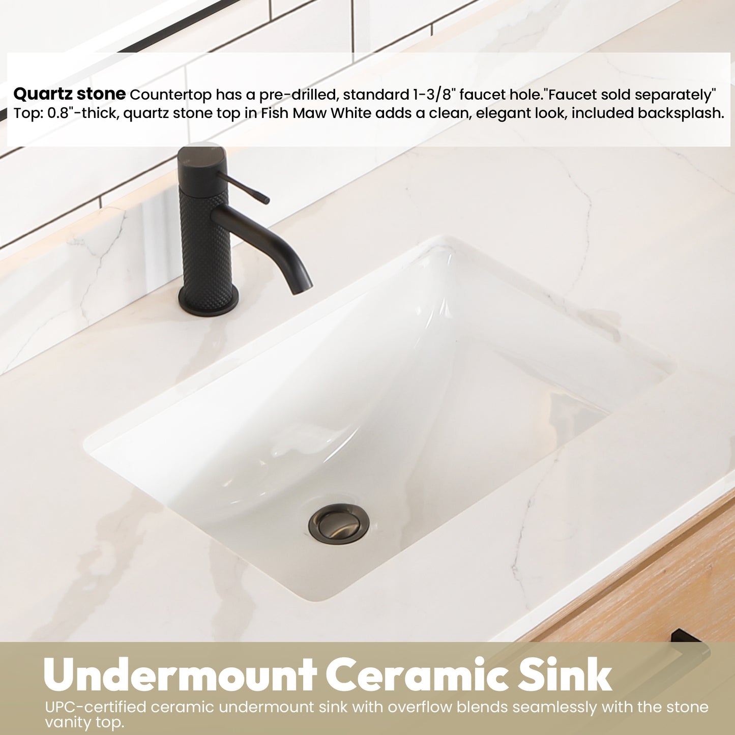 Vinnova, Cristo 72" Floating Double Bath Vanity in Fir Wood Brown with Fish Maw White Quartz Stone Top and Mirror