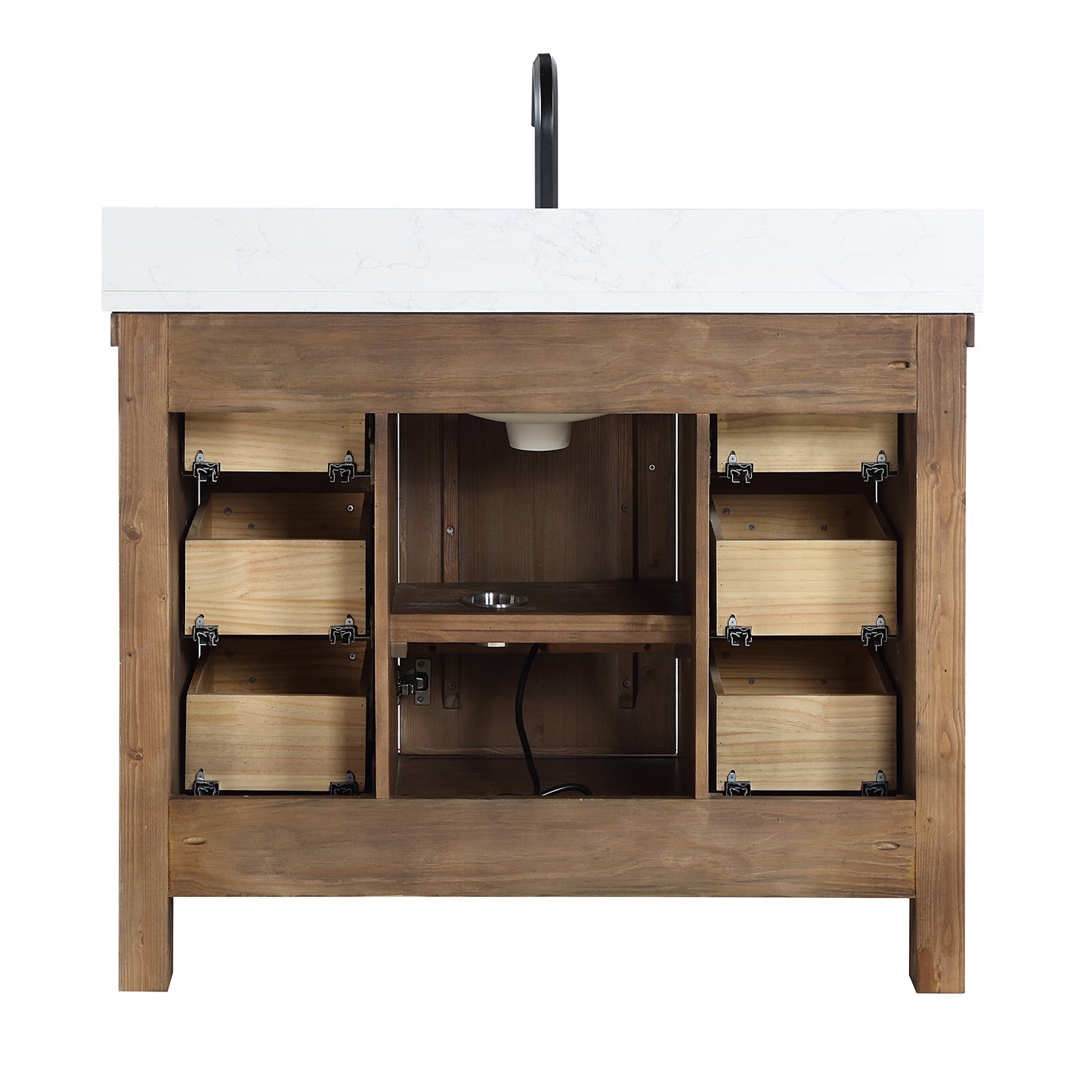 Vinnova, Javier 42" Free-standing Single Bath Vanity in Spruce Antique Gray with White Grain Composite Stone Top