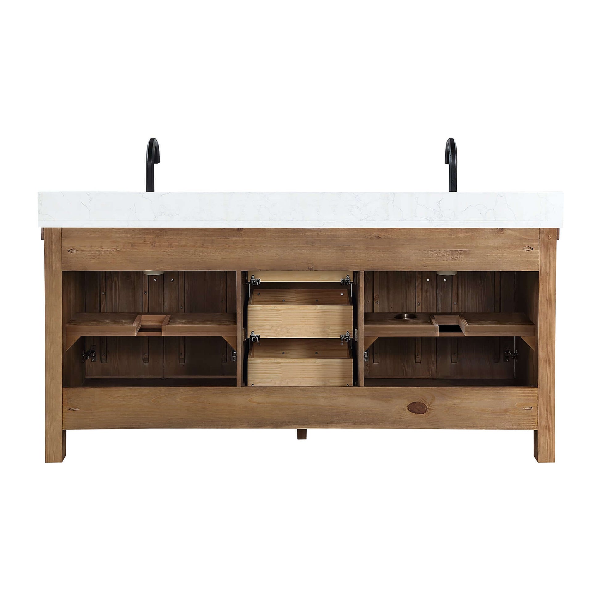 Vinnova Javier 72-inch free-standing double vanity in antique gray spruce with white grain composite top