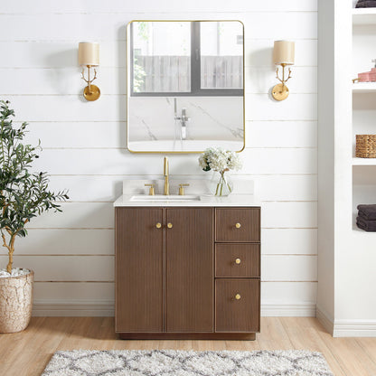 Vinnova Oza 36-inch freestanding bathroom vanity in Aged Dark Brown Oak — view 12