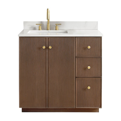 Vinnova Oza 36-inch freestanding bathroom vanity in Aged Dark Brown Oak — view 11