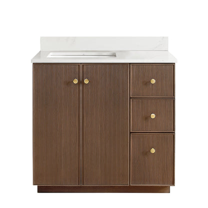 Vinnova Oza 36-inch freestanding bathroom vanity in Aged Dark Brown Oak — view 10