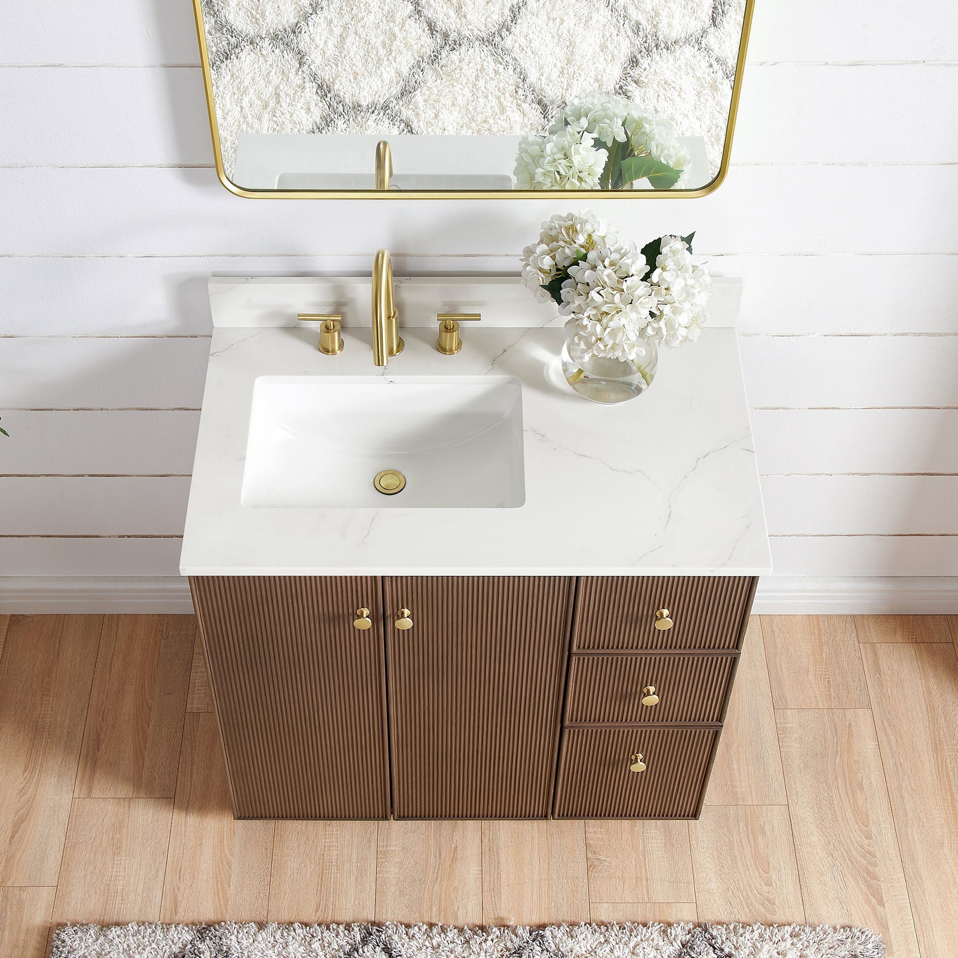 Vinnova Oza 36-inch freestanding bathroom vanity in Aged Dark Brown Oak — view 8