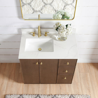 Vinnova Oza 36-inch freestanding bathroom vanity in Aged Dark Brown Oak — view 8