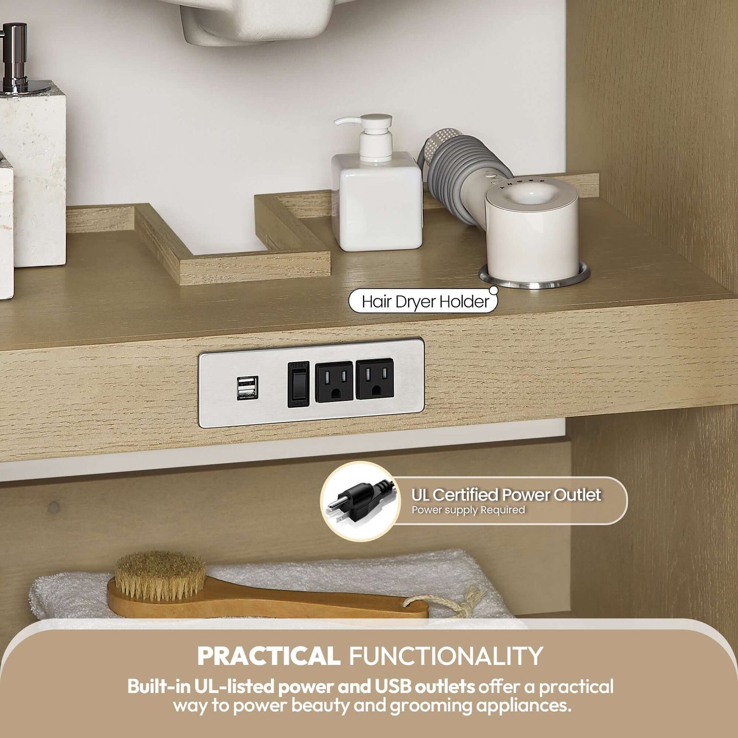 Vinnova Oza 36-inch free-standing single vanity in aged natural oak with white quartz stone top