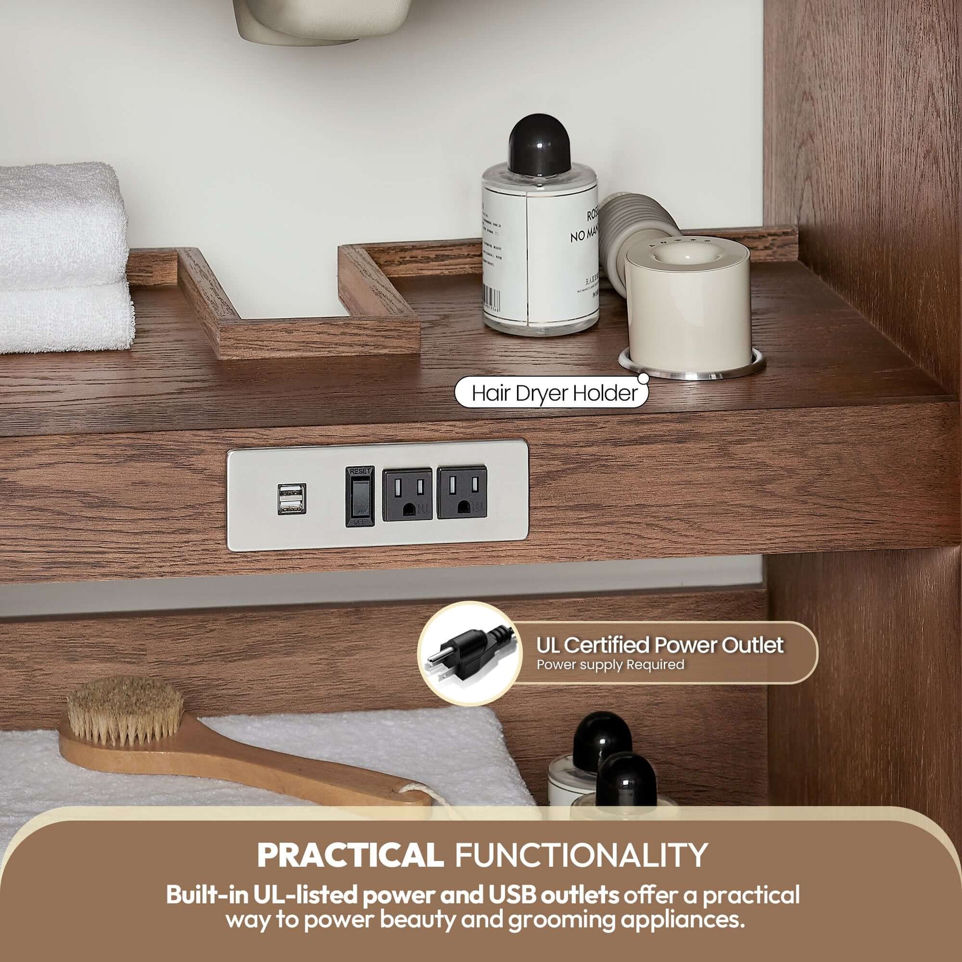 Vinnova Oza 48-inch free-standing single vanity in aged dark brown oak with white quartz stone top