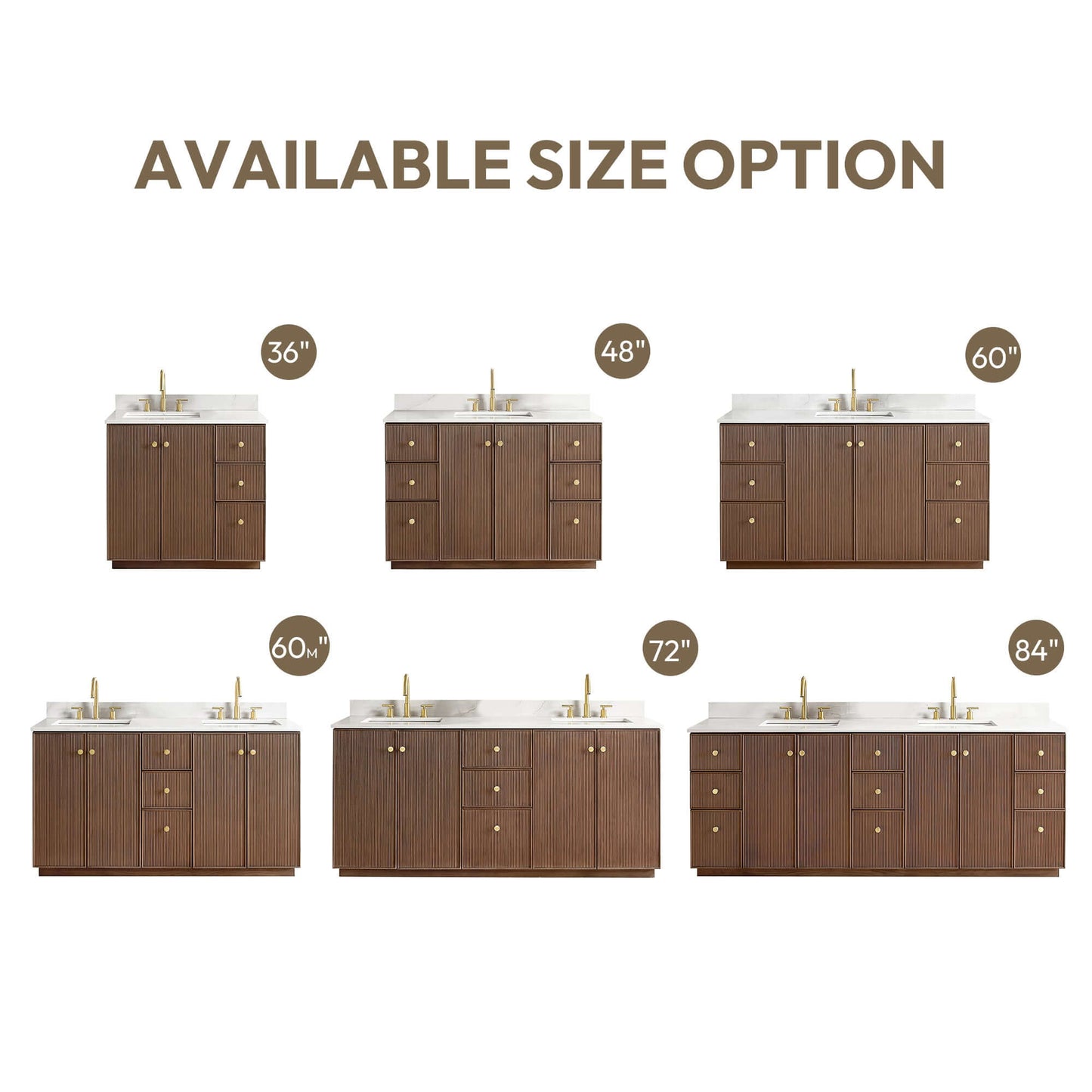 Vinnova Oza 48-inch free-standing single vanity in aged dark brown oak with white quartz stone top and mirror