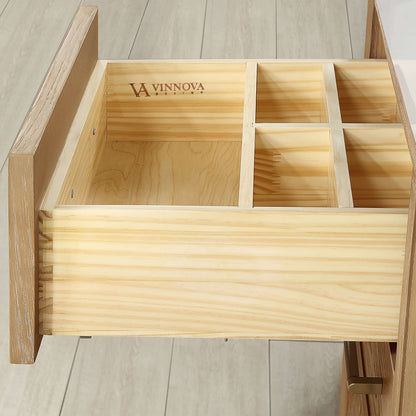 Vinnova Vera 72-inch free-standing single bathroom vanity in washed ash grey with white integrated stone sink top