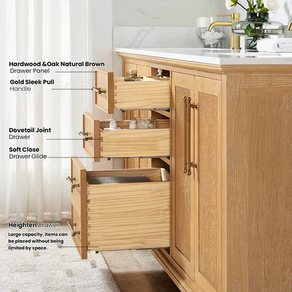 Vinnova Tokyo 84-inch freestanding bathroom vanity in Natural Brown — view 4
