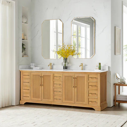 Vinnova Tokyo 84-inch freestanding bathroom vanity in Natural Brown — view 3