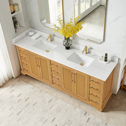 Vinnova Tokyo 84-inch freestanding bathroom vanity in Natural Brown — view 2