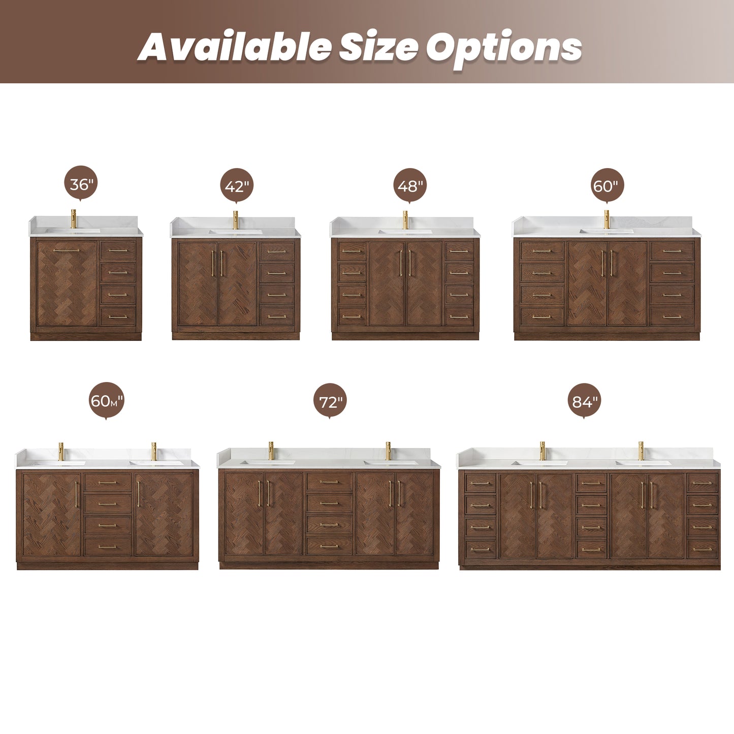 Vinnova, Jakarta 48" Freestanding Single Bath Vanity in Aged Dark Brown Oak with Silk White Quartz Stone Top