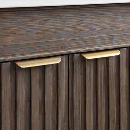 Vinnova, Palos 30" Free-standing Single Bath Vanity in Spruce Aged Brown with Drop-In White Ceramic Basin Top and Mirror