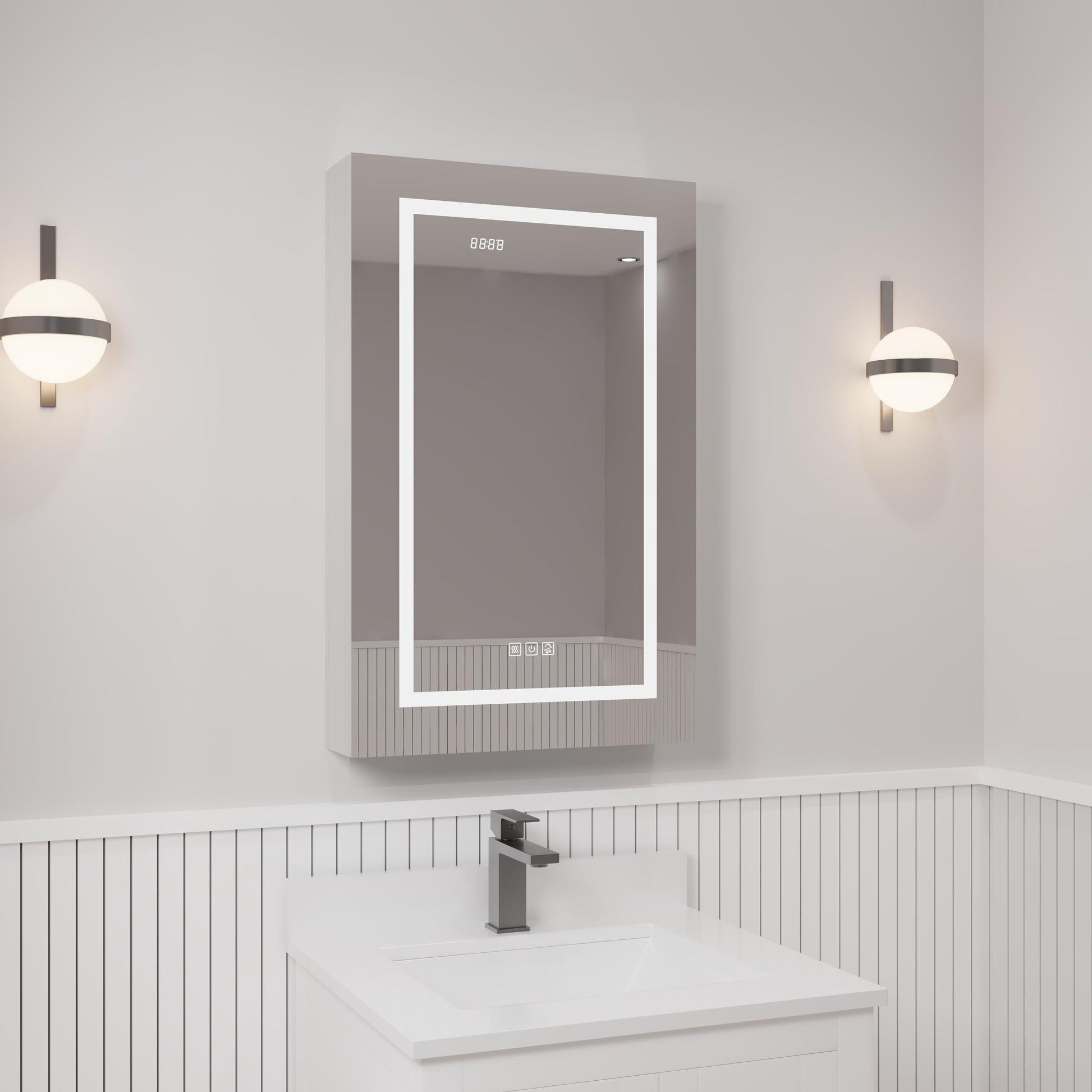 Ayna Decors Neo 20 Inch Silver LED Mirror Cabinet