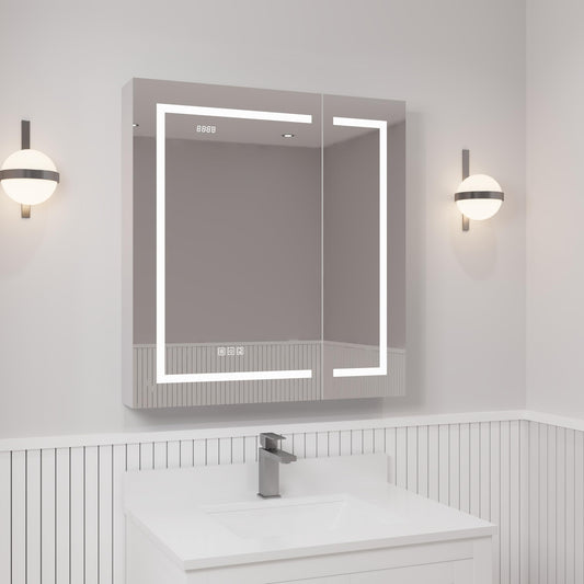 Ayna Decors Neo 30 Inch Silver LED Mirror Cabinet