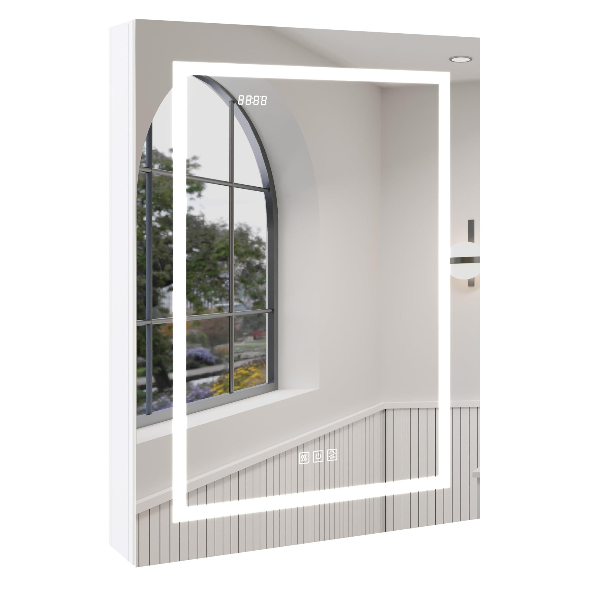 Ayna Decors Neo 24 Inch Silver LED Mirror Cabinet