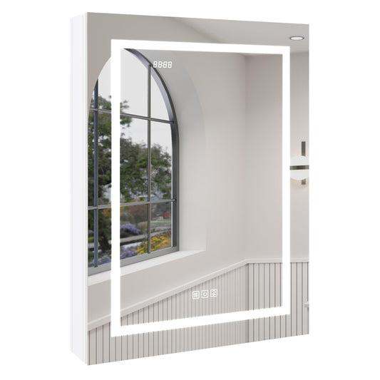 Ayna Decors Neo 24 Inch Silver LED Mirror Cabinet