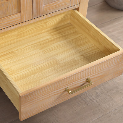Vinnova, Gela 24" Single Sink Bath Vanity in Fir Wood Brown with Drop-In White Ceramic Basin