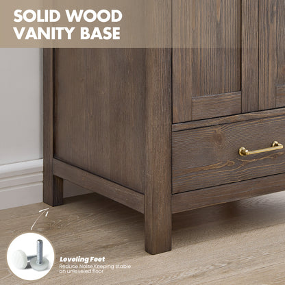 Vinnova, Gela 24" Single Sink Bath Vanity in Spruce Vintage Brown with Drop-In White Ceramic Basin