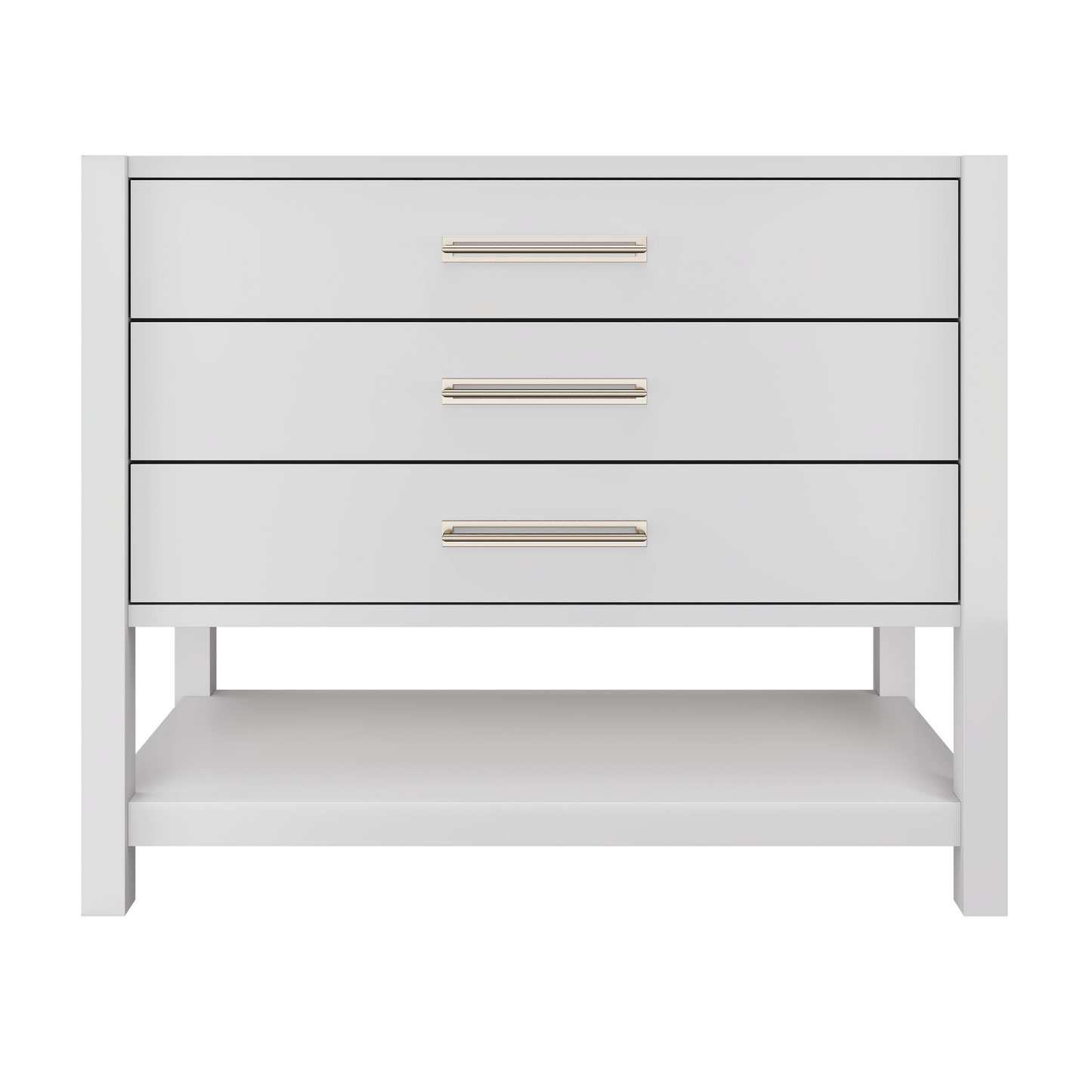 Kiawah 3-Drawer Single Bath Vanity 42in Strong White Satin Nickel