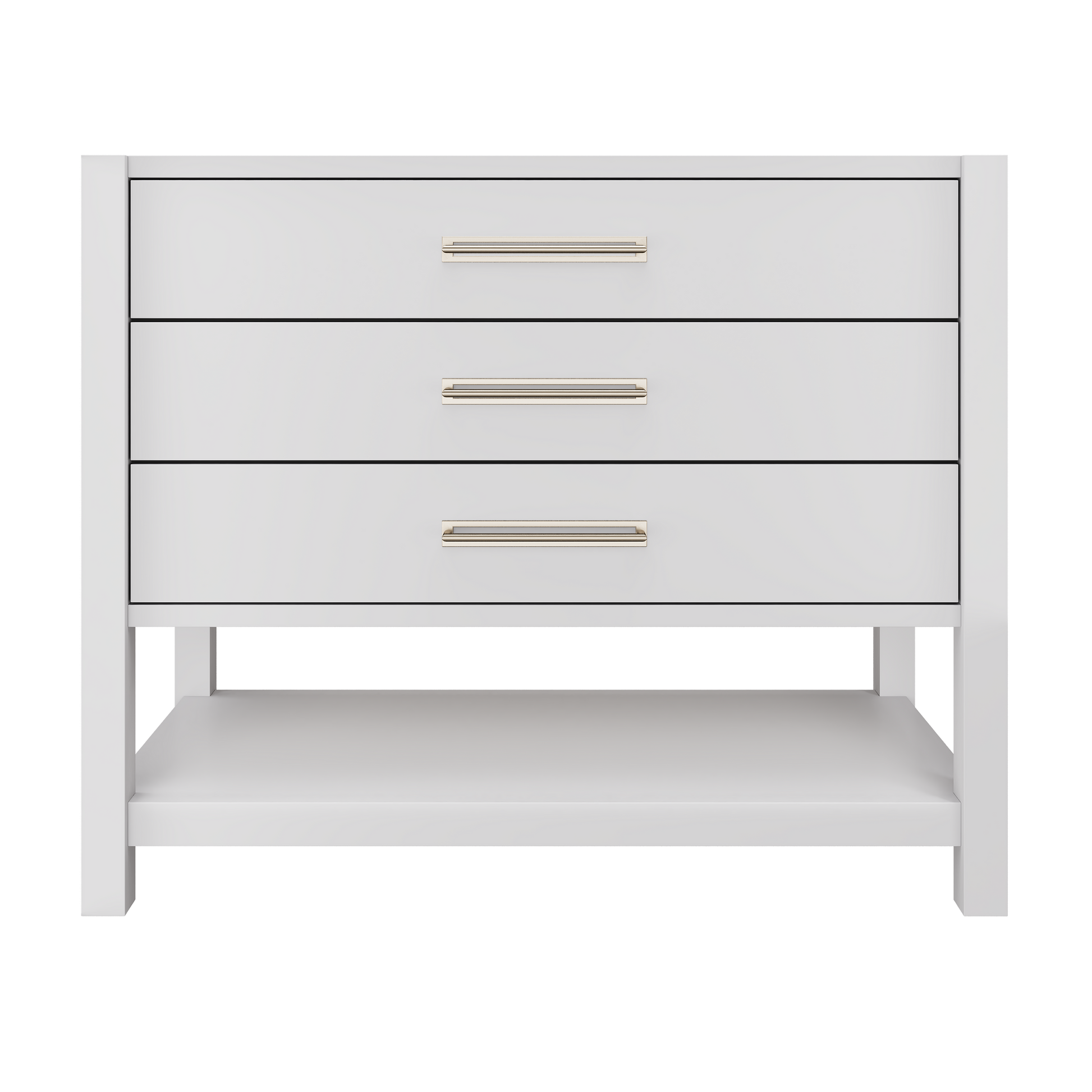 Kiawah 3-Drawer Single Bath Vanity 42in Strong White Satin Nickel
