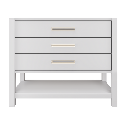 Kiawah 3-Drawer Single Bath Vanity 42in Strong White Satin Nickel