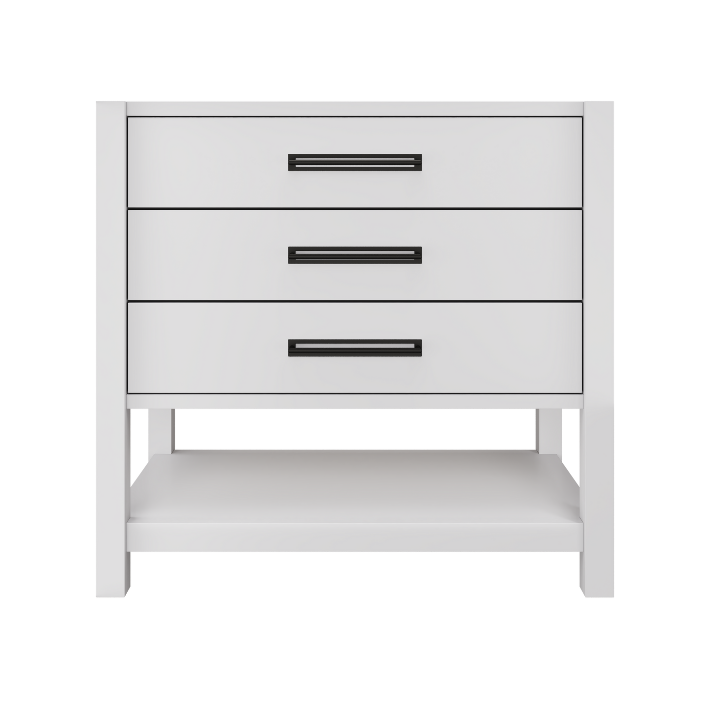 Kiawah 3-Drawer Single Bath Vanity 36in Strong White Matte Black
