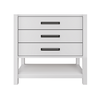 Kiawah 3-Drawer Single Bath Vanity 36in Strong White Matte Black
