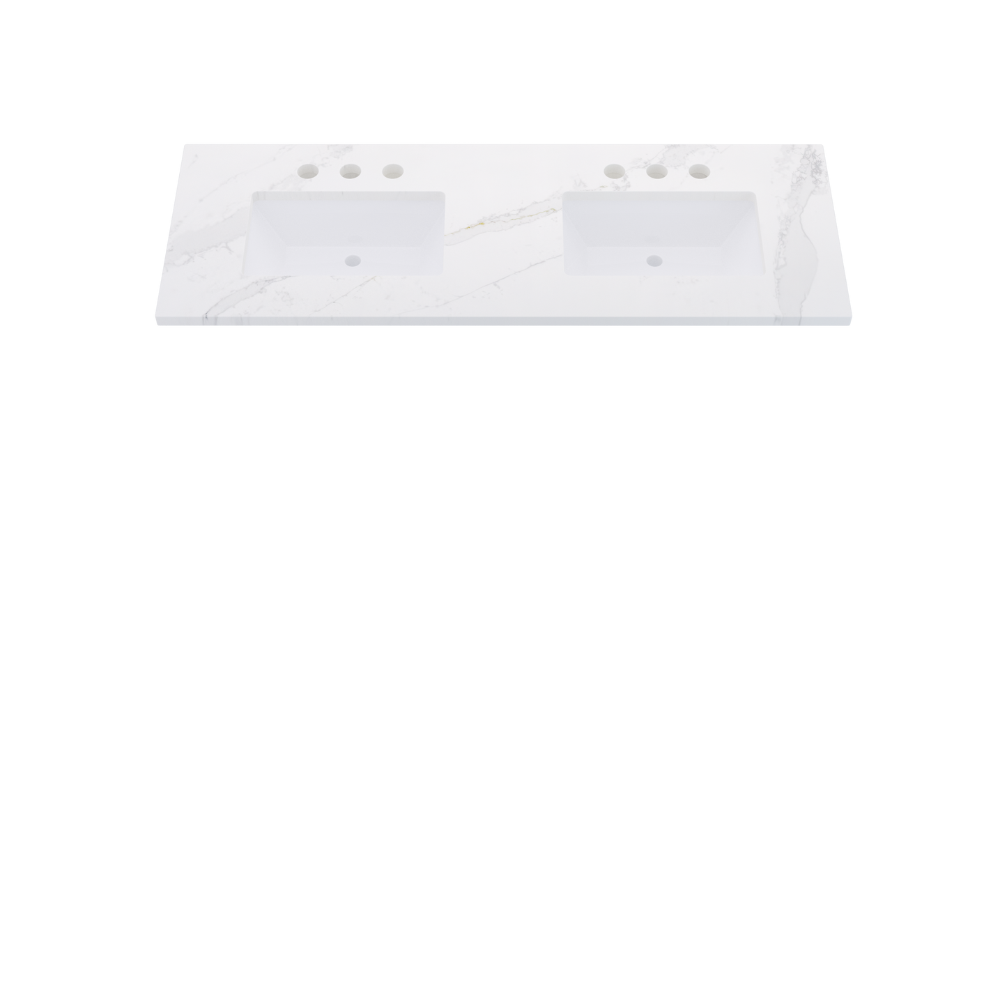 61" Vanderloc Silestone® Quartz Bathroom Vanity Top | Double Rectangle Sink | Centered in Et Calacatta Gold