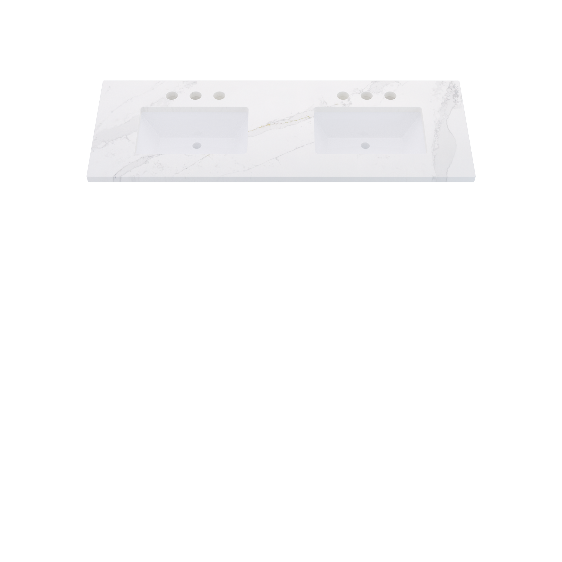 61" Vanderloc Silestone® Quartz Bathroom Vanity Top | Double Rectangle Sink | Centered in Et Calacatta Gold