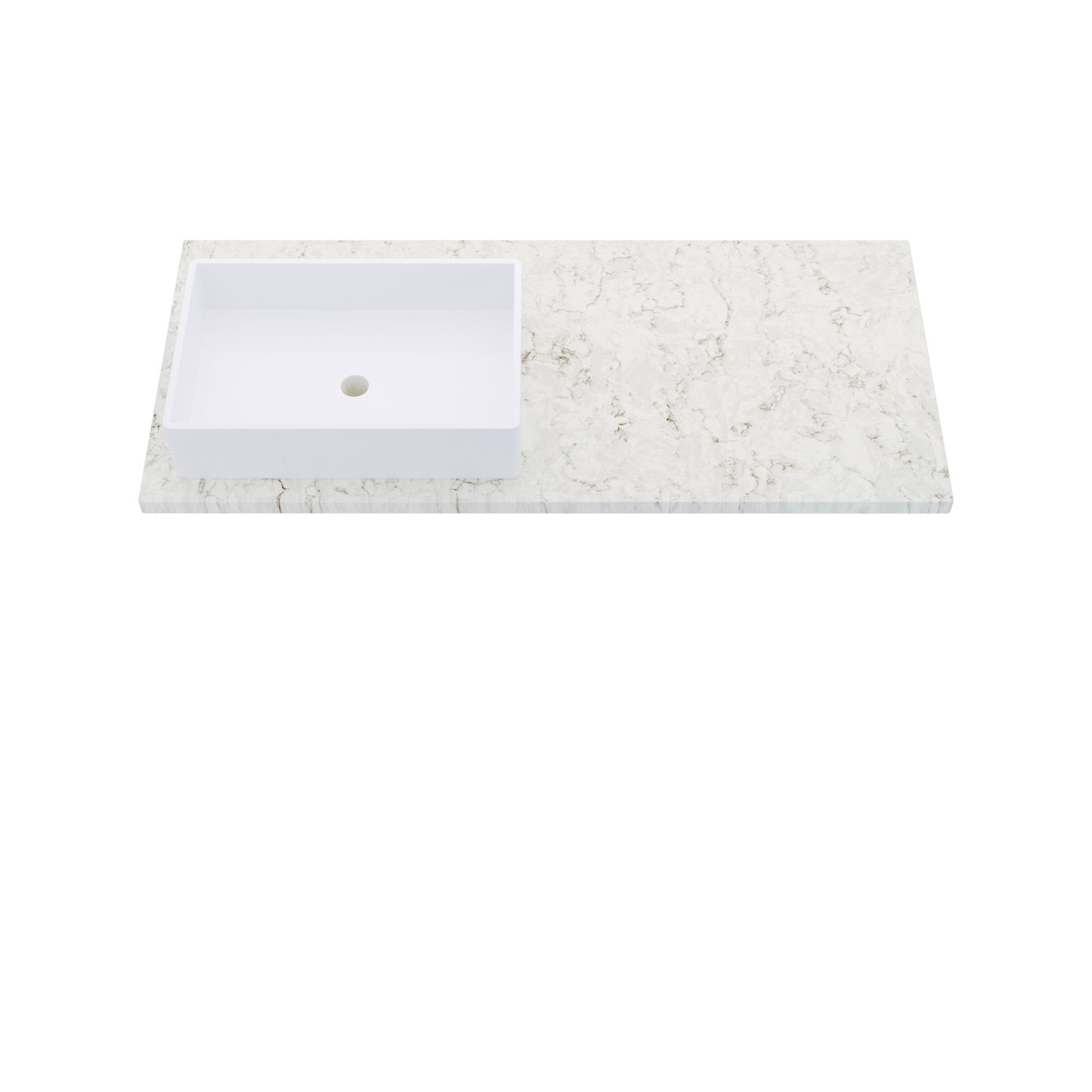 49" Vanderloc Silestone® Quartz Bathroom Vanity Top | Single Rectangle Sink | Offset in Lusso