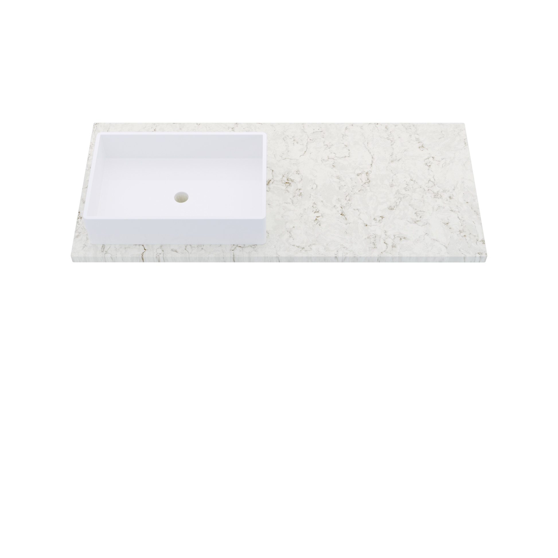 49" Vanderloc Silestone® Quartz Bathroom Vanity Top | Single Rectangle Sink | Offset in Lusso